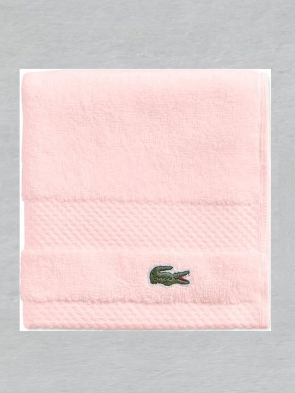LACOSTE Crocodile Light Pink Bath Towel Measures 30" x 52"